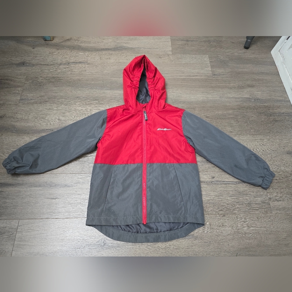 Eddie Bauer Youth Windbreaker Jacket Unisex Size XS 5/6 Red Grey